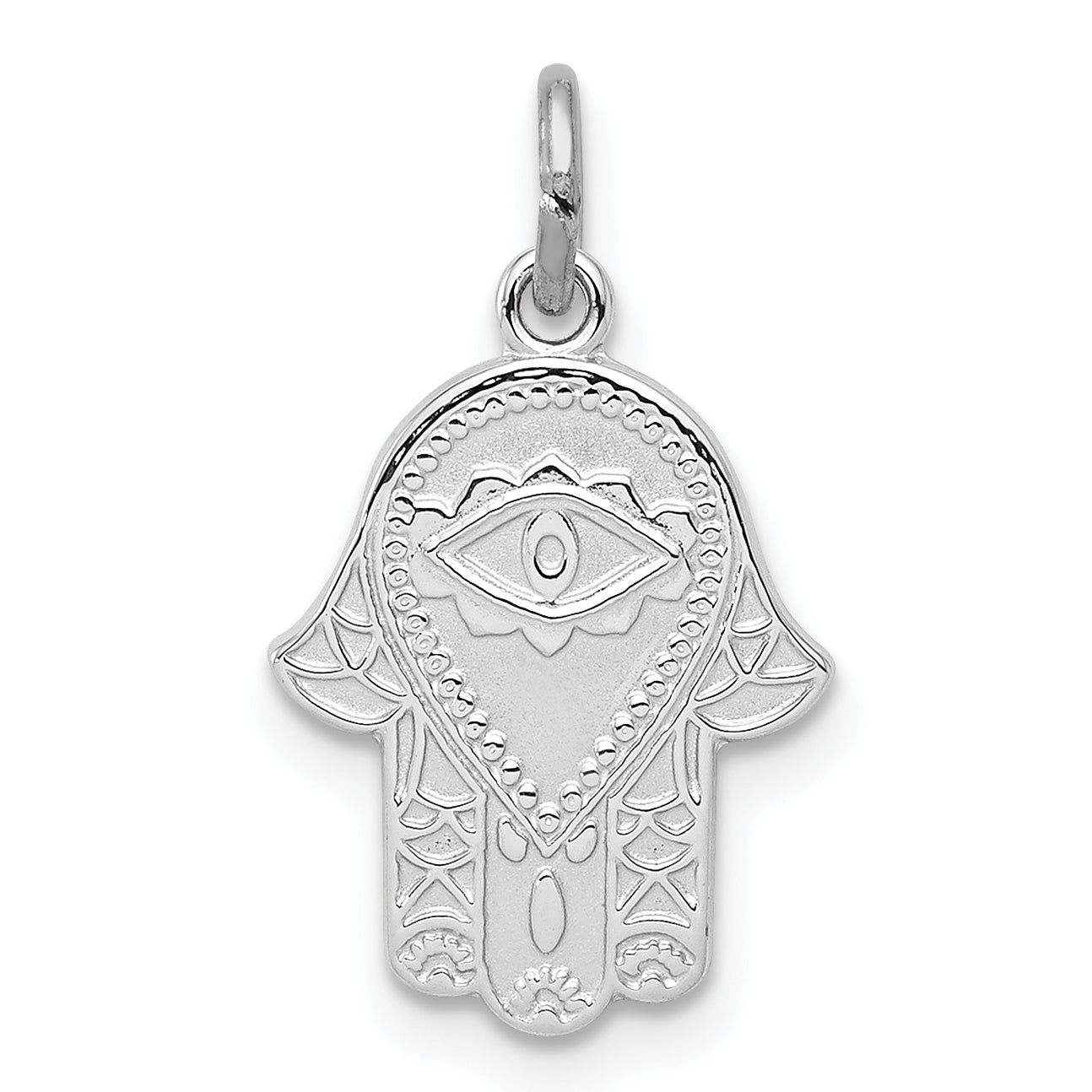 Sterling Silver Rhodium-plated Polished Chamseh/Hamsa Pendant Main image