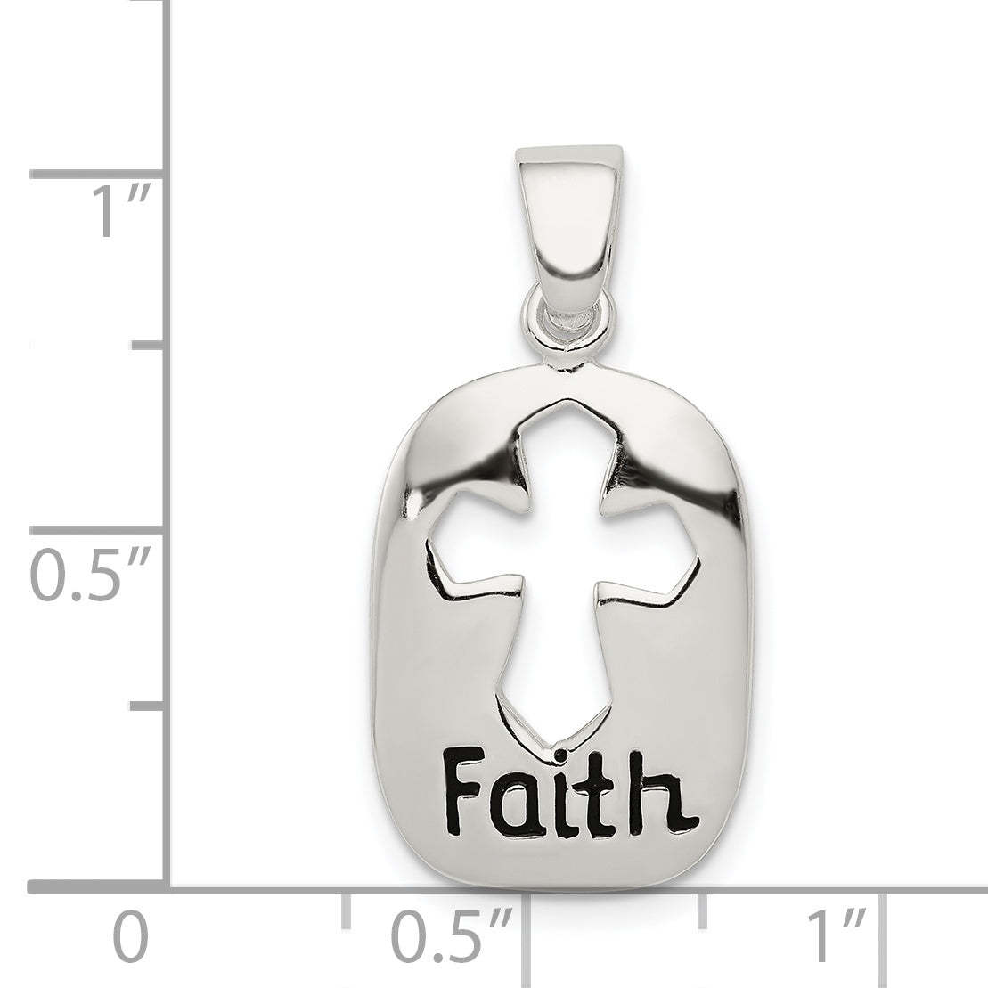 Sterling Silver 925 Faith Pendant with Polished Enamel Finish