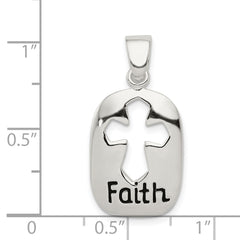 Sterling Silver 925 Faith Pendant with Polished Enamel Finish