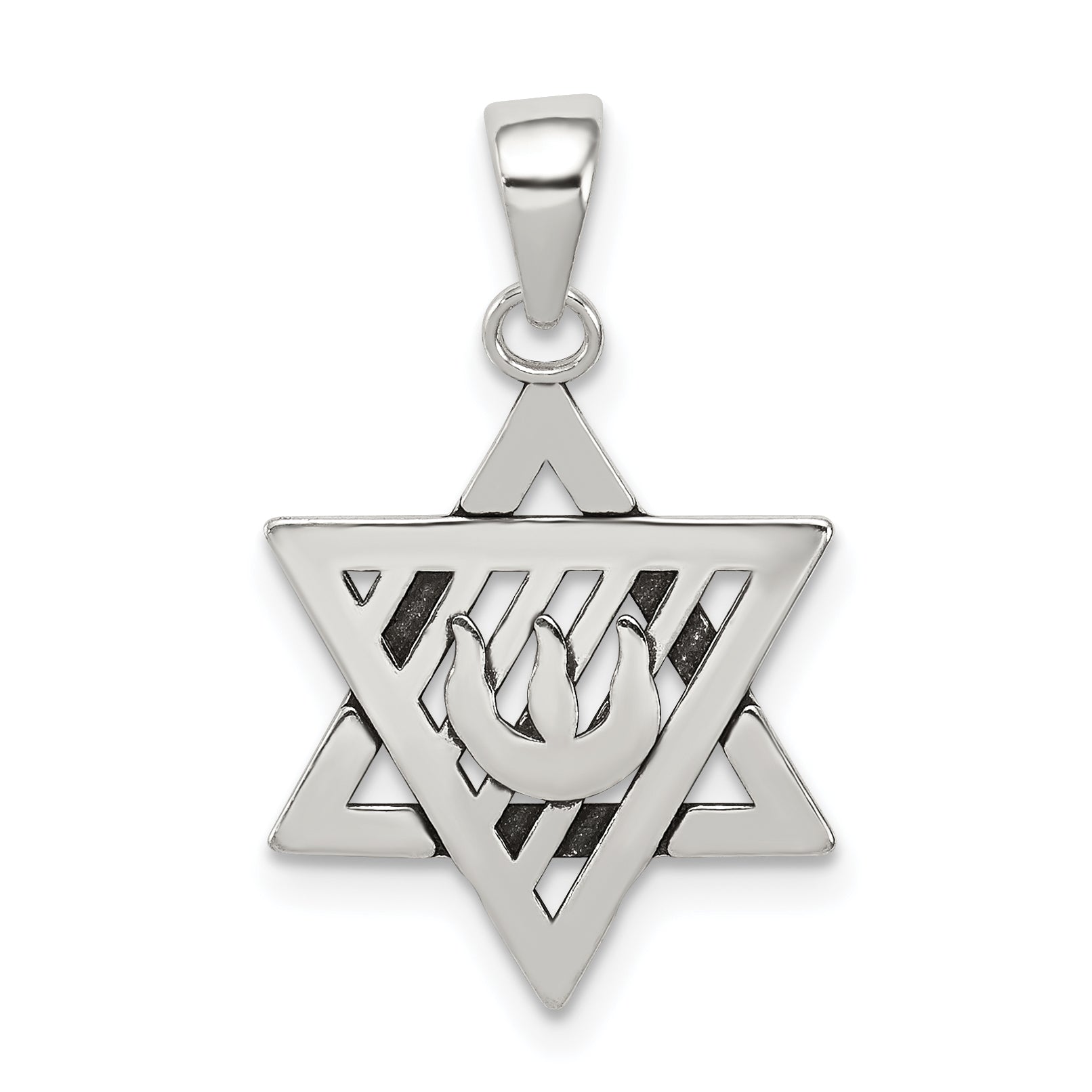 Sterling Silver Antiqued Star of David Pendant Main image