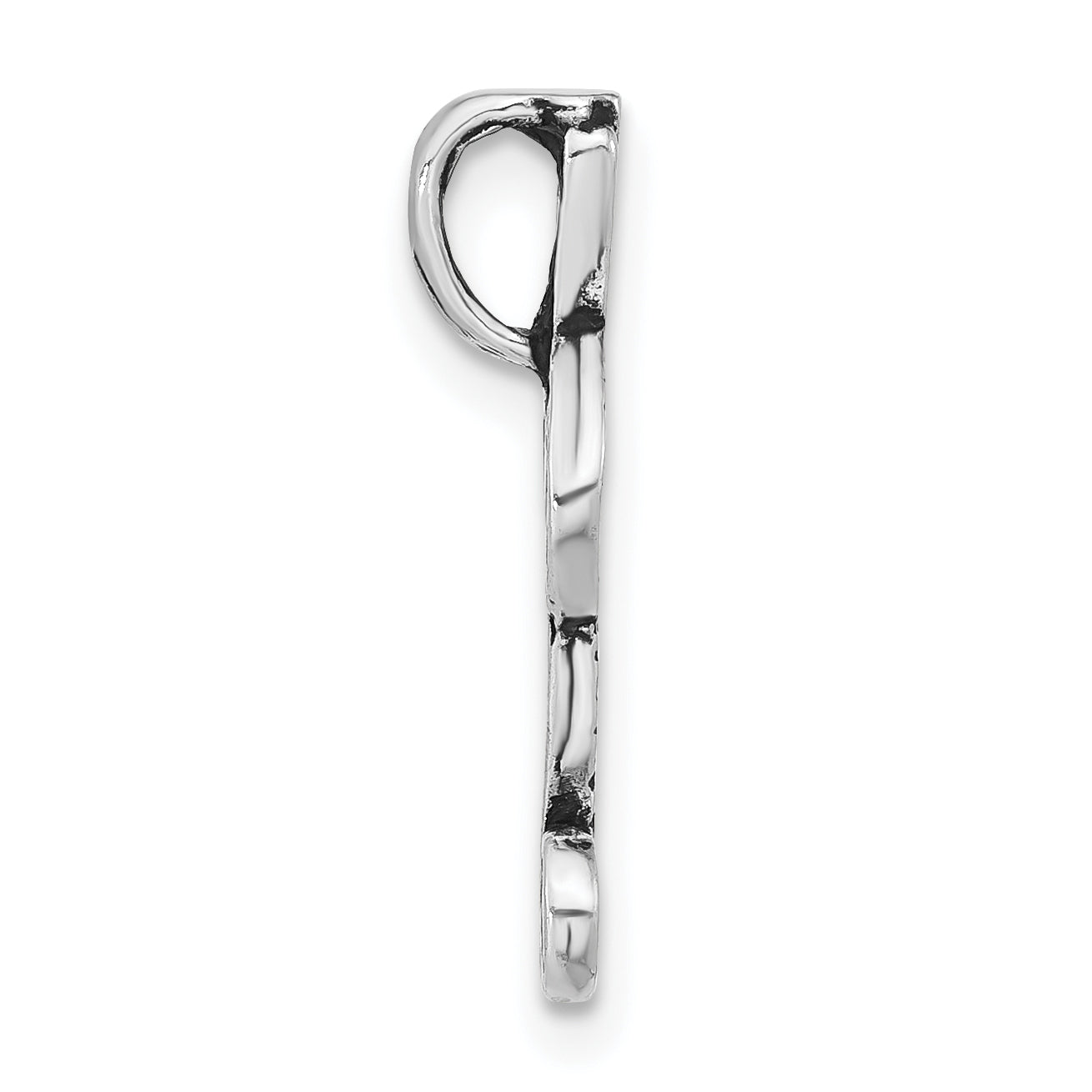 Sterling Silver 925 Antiqued Letter I Pendant Unisex Textured Design