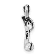 Sterling Silver 925 Antiqued Letter I Pendant Unisex Textured Design
