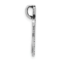 Sterling Silver 925 Unisex Letter N Pendant with Antiqued Striped Texture