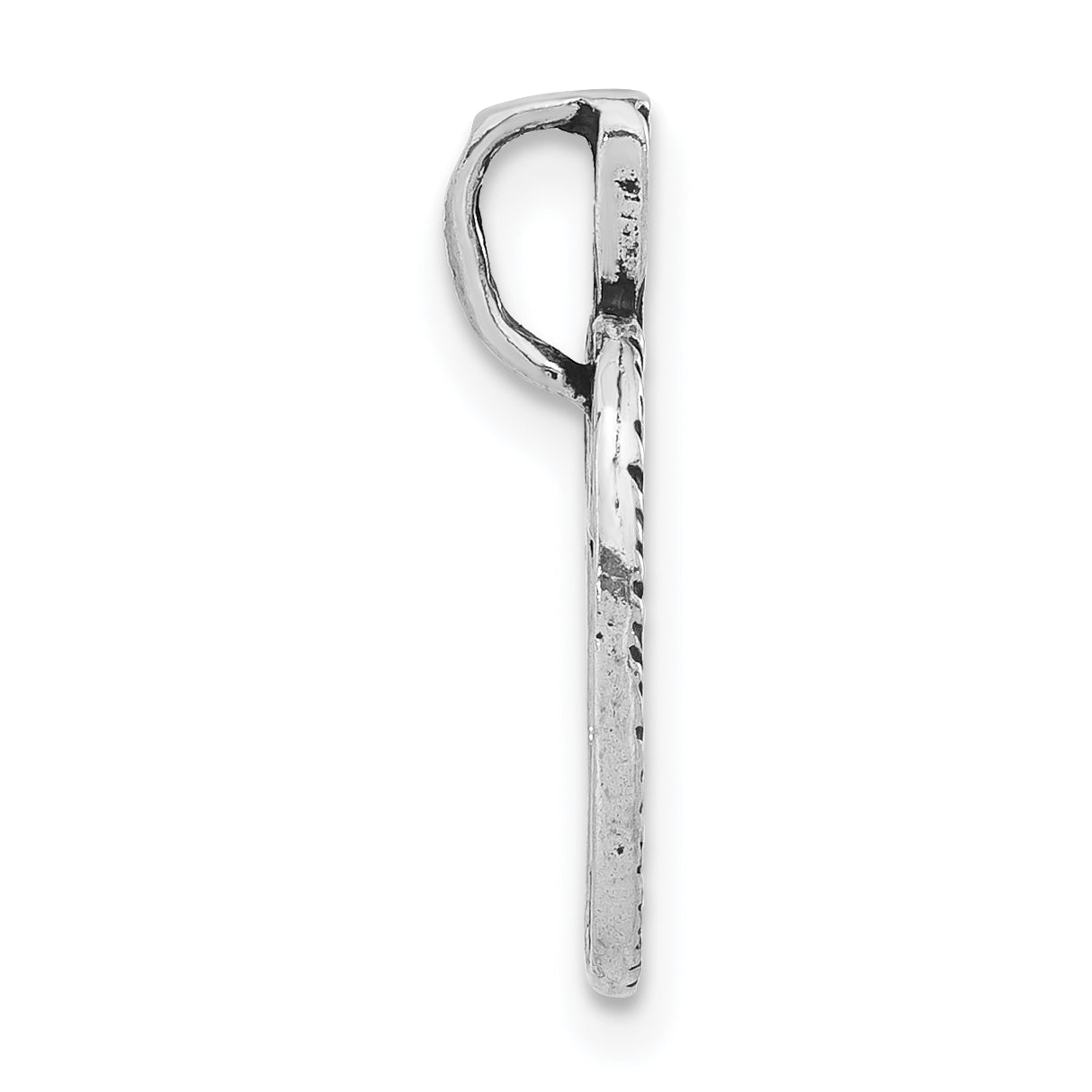 Sterling Silver 925 Unisex Textured Letter O Pendant Antiqued Finish