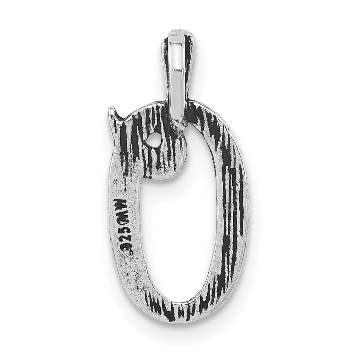 Sterling Silver 925 Unisex Textured Letter O Pendant Antiqued Finish