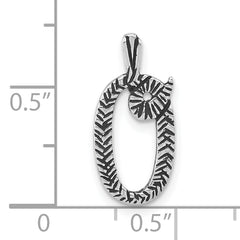 Sterling Silver 925 Unisex Textured Letter O Pendant Antiqued Finish
