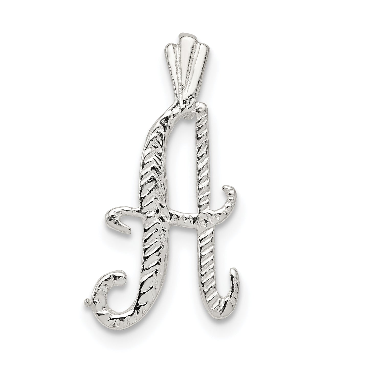 Sterling Silver Polished & Textured Letter A Initial Chain Slide Main image