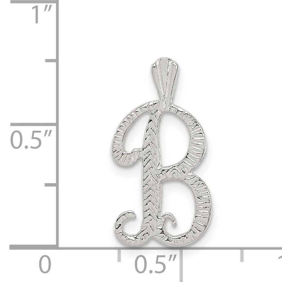 Sterling Silver 925 Letter B Pendant with Polished Anti-Tarnish Finish