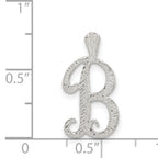 Sterling Silver 925 Letter B Pendant with Polished Anti-Tarnish Finish