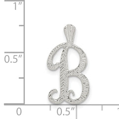 Sterling Silver 925 Letter B Pendant with Polished Anti-Tarnish Finish