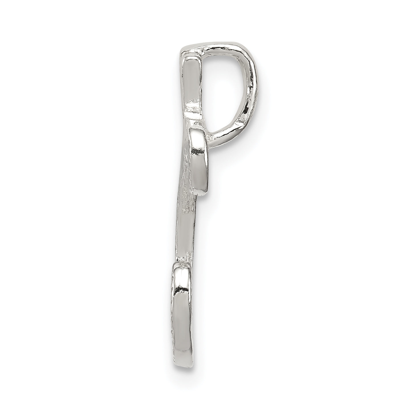 Sterling Silver 925 Letter C Pendant with Polished Textured Finish