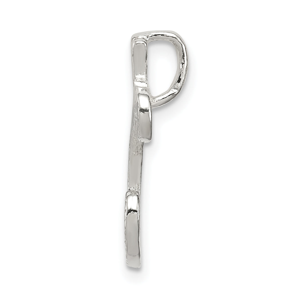 Sterling Silver 925 Letter C Pendant with Polished Textured Finish