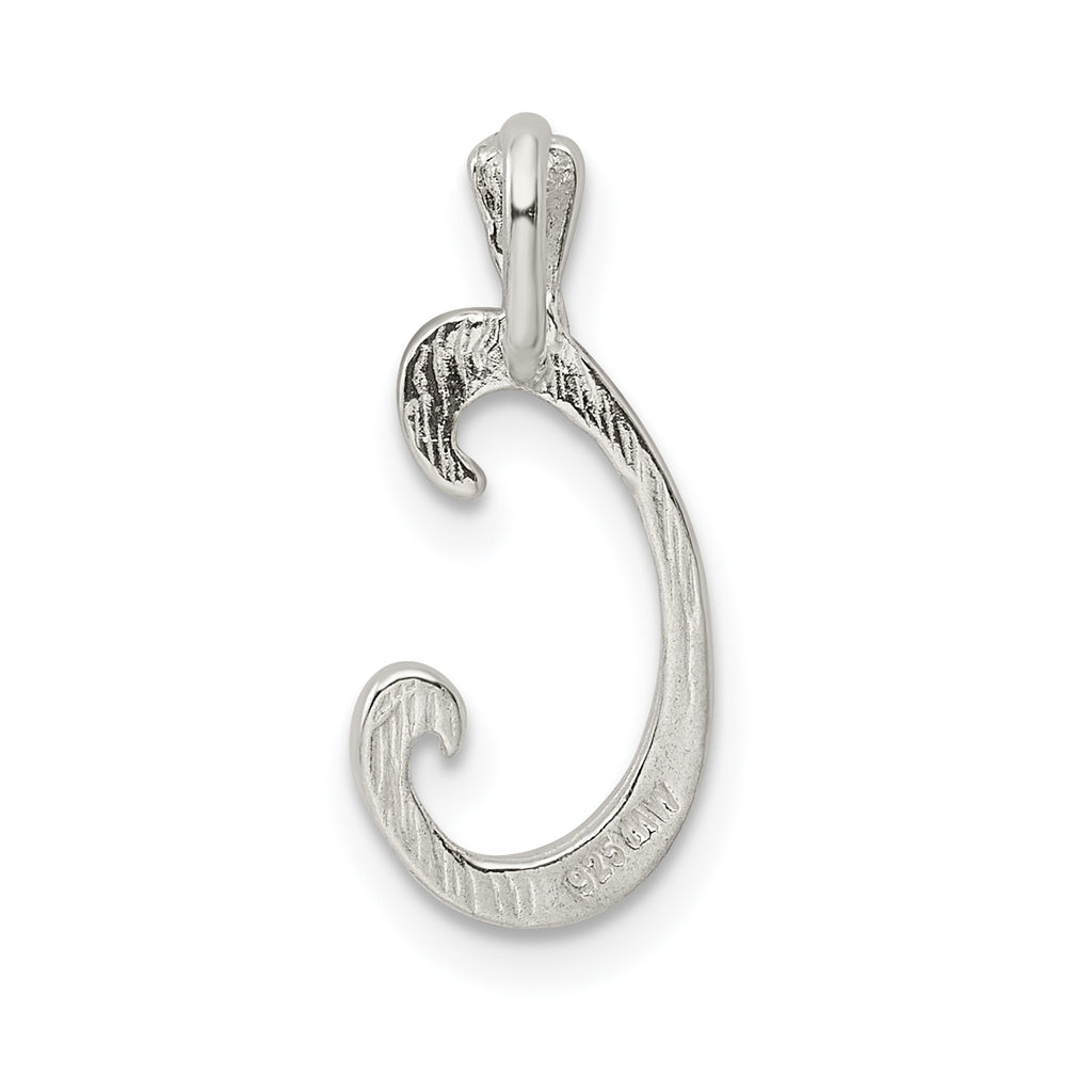 Sterling Silver 925 Letter C Pendant with Polished Textured Finish