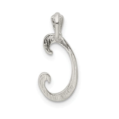 Sterling Silver 925 Letter C Pendant with Polished Textured Finish