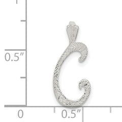 Sterling Silver 925 Letter C Pendant with Polished Textured Finish
