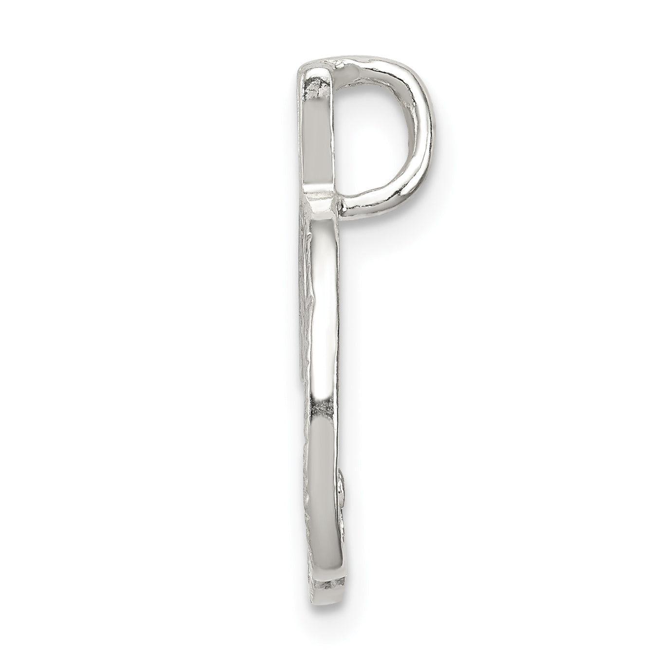 Sterling Silver 925 Letter D Pendant with Polished Textured Design