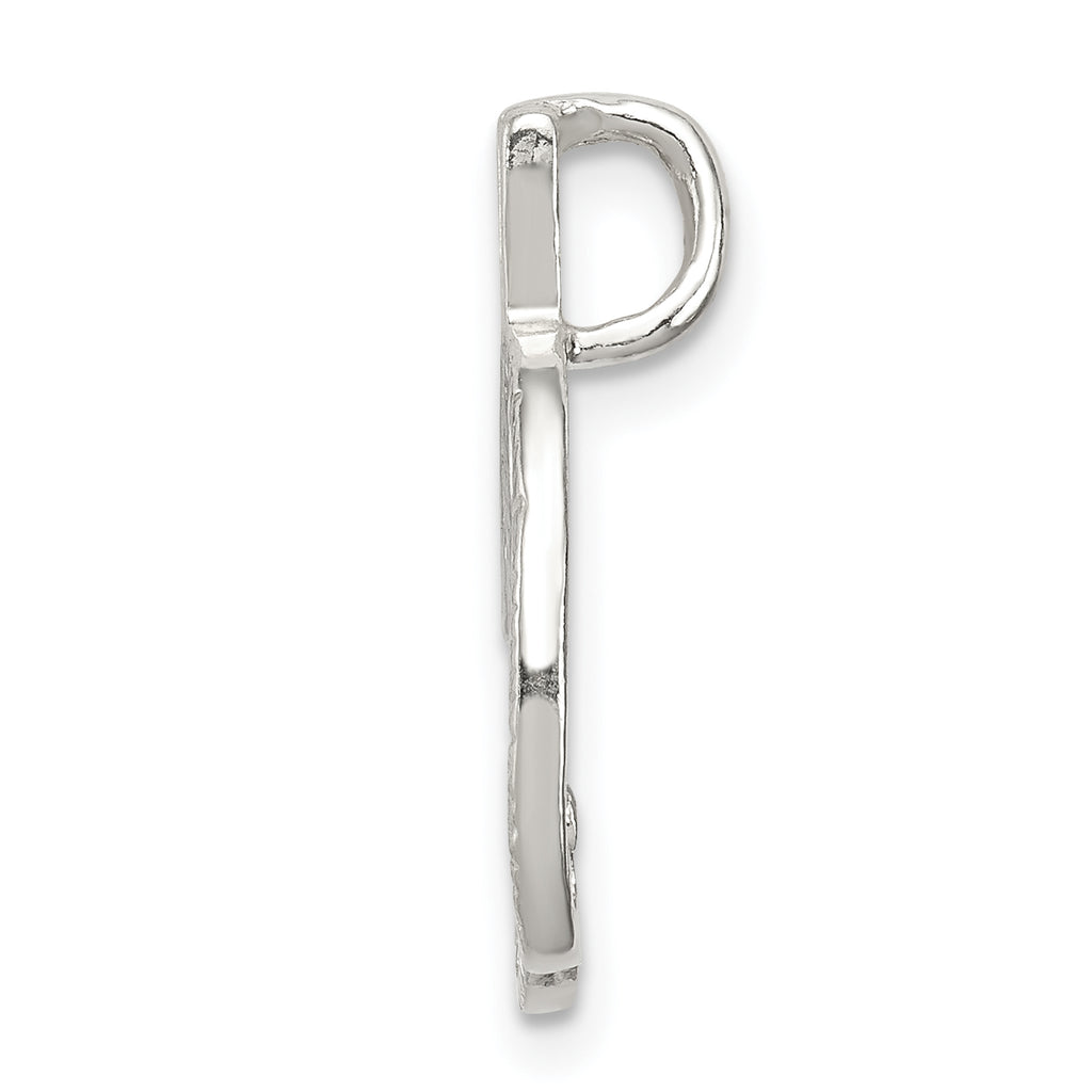 Sterling Silver 925 Letter D Pendant with Polished Textured Design