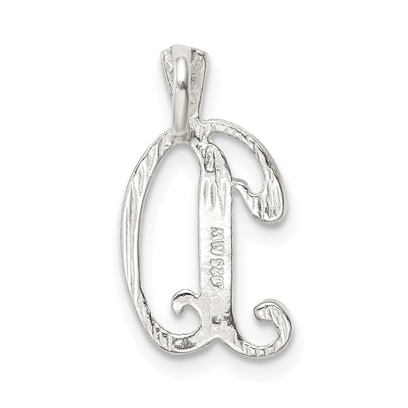Sterling Silver 925 Letter D Pendant with Polished Textured Design