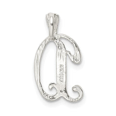 Sterling Silver 925 Letter D Pendant with Polished Textured Design