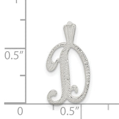 Sterling Silver 925 Letter D Pendant with Polished Textured Design