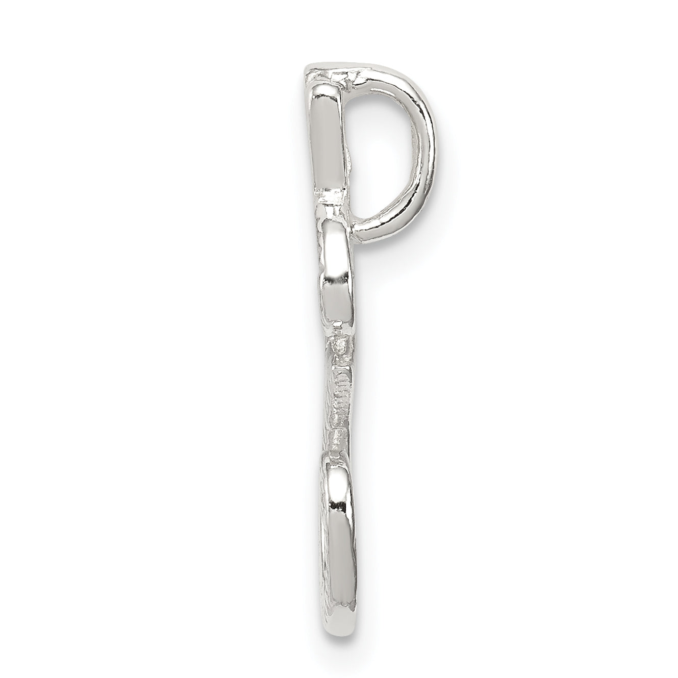 Sterling Silver 925 Letter E Pendant with Polished Textured Finish Secondary image