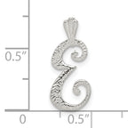 Sterling Silver 925 Letter E Pendant with Polished Textured Finish