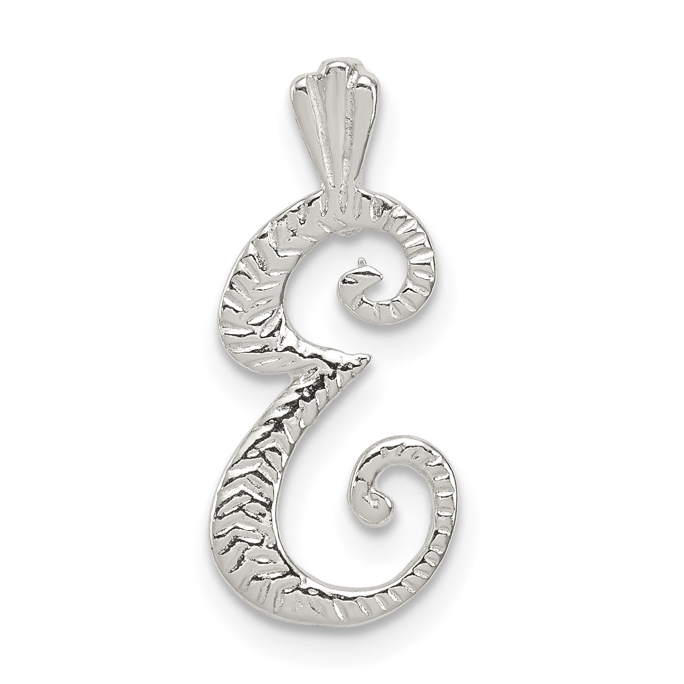 Sterling Silver Polished & Textured Letter E Initial Chain Slide Main image