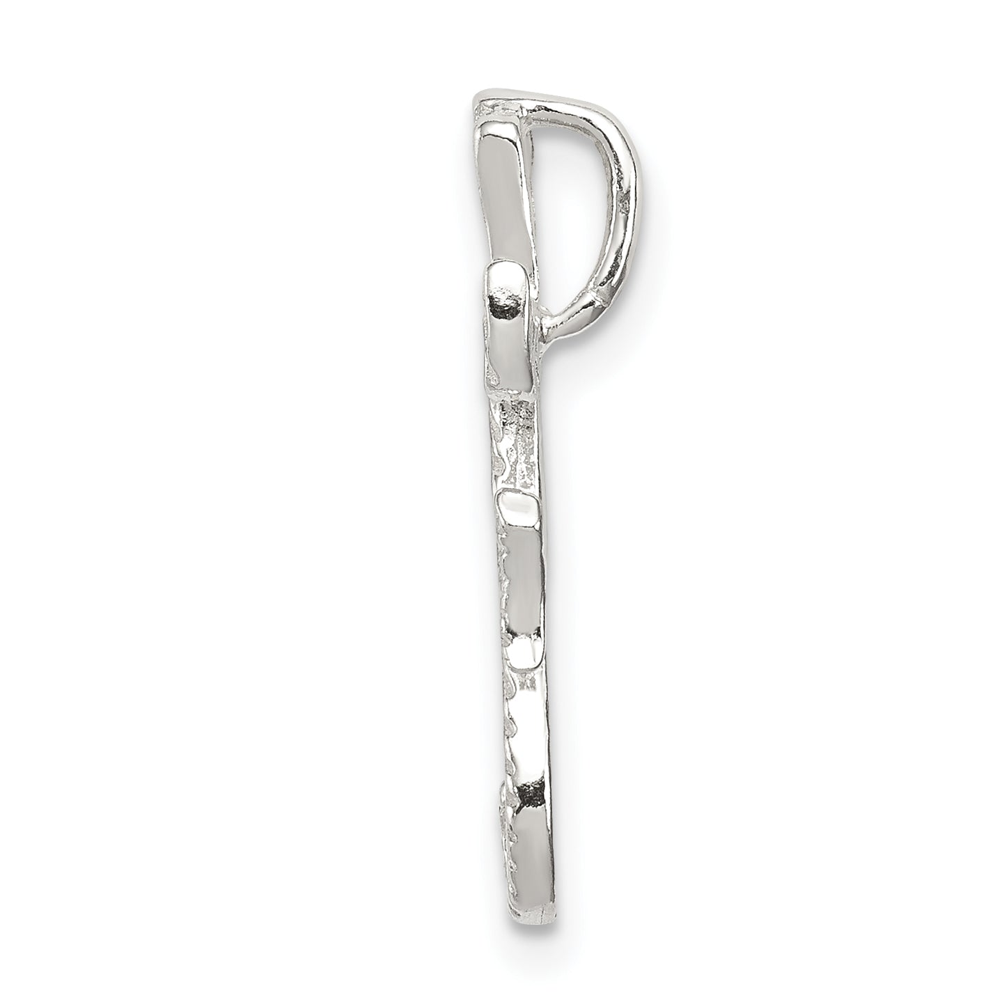 Sterling Silver 925 Letter F Pendant with Polished Textured Finish Secondary image