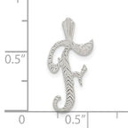 Sterling Silver 925 Letter F Pendant with Polished Textured Finish