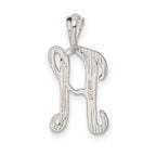 Sterling Silver 925 Letter H Pendant with Polished & Textured Finish