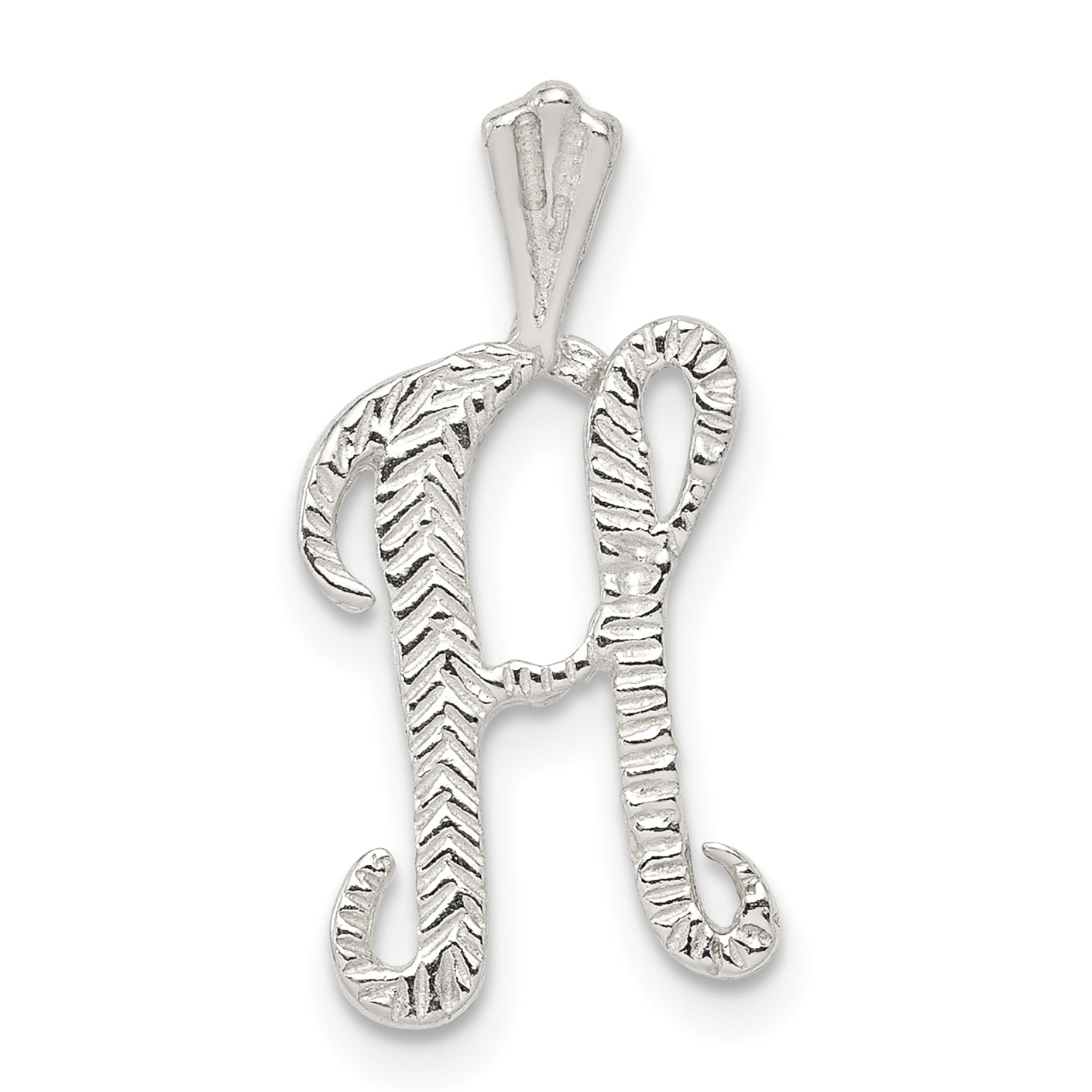 Sterling Silver Polished & Textured Letter H Initial Chain Slide Main image