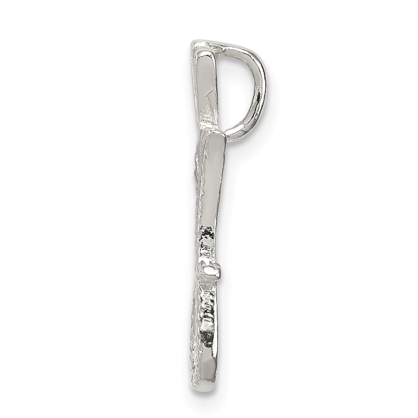 Sterling Silver 925 Letter J Pendant with Polished Texture Anti-Tarnish