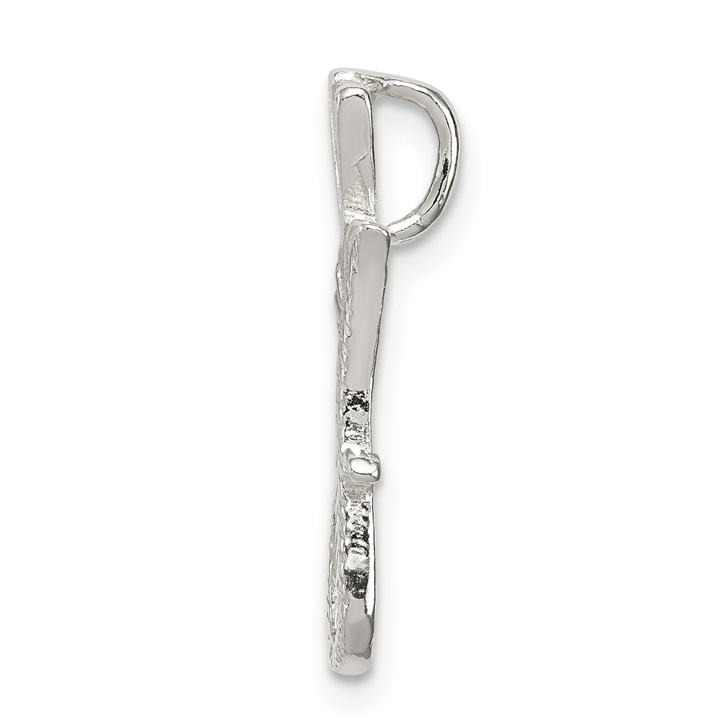 Sterling Silver 925 Letter J Pendant with Polished Texture Anti-Tarnish