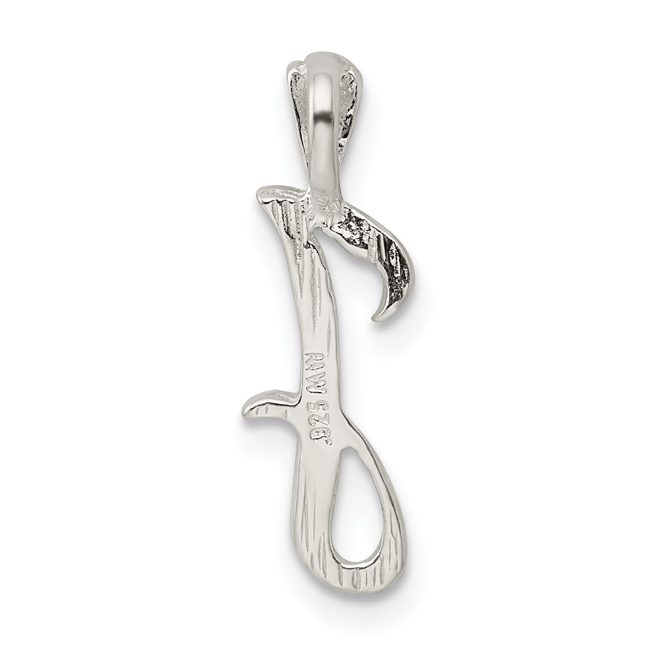 Sterling Silver 925 Letter J Pendant with Polished Texture Anti-Tarnish