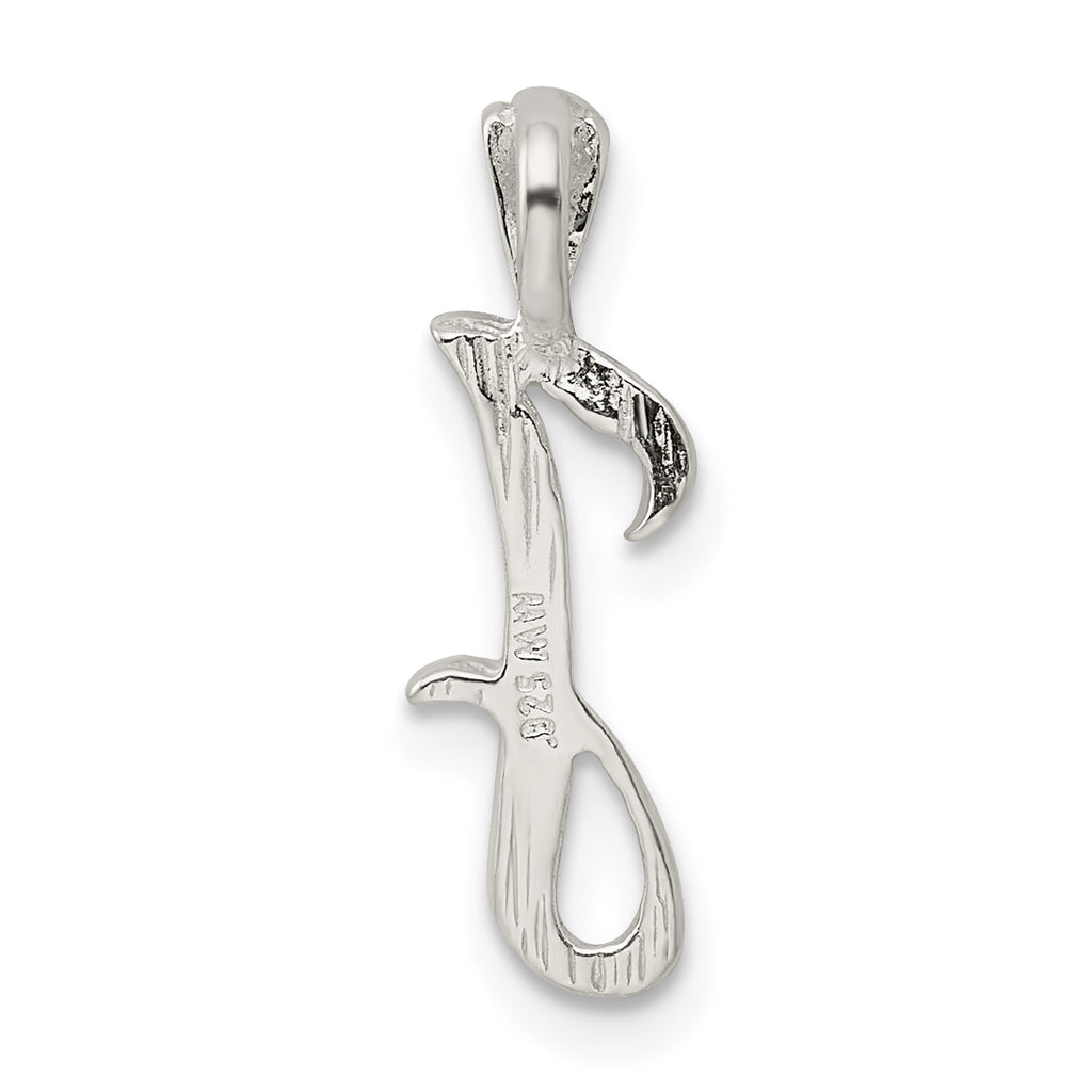 Sterling Silver 925 Letter J Pendant with Polished Texture Anti-Tarnish