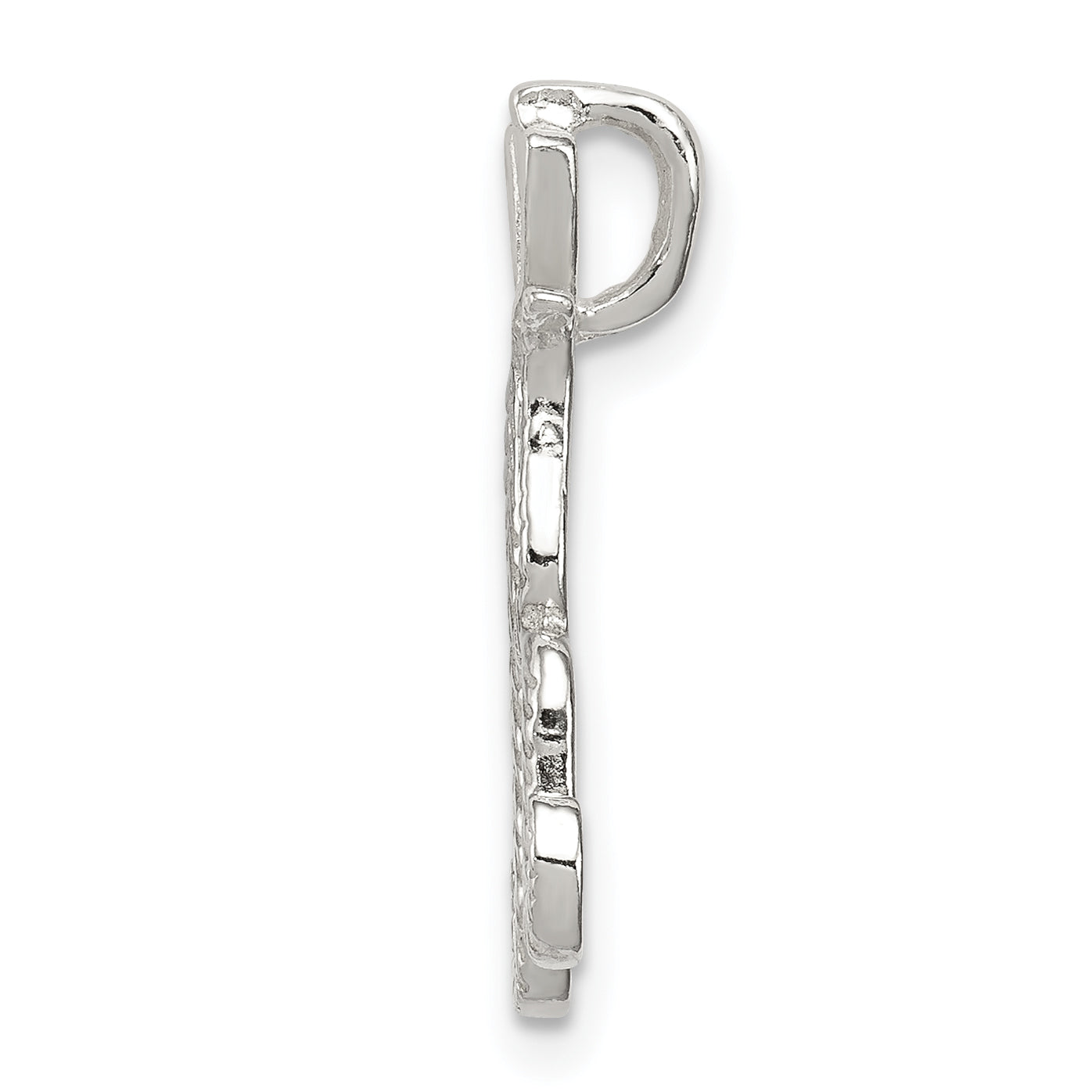 Sterling Silver Letter K Pendant with Polished & Textured Finish