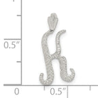 Sterling Silver Letter K Pendant with Polished & Textured Finish