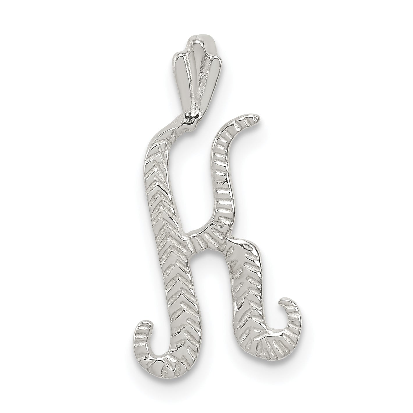Sterling Silver Polished & Textured Letter K Initial Chain Slide Main image