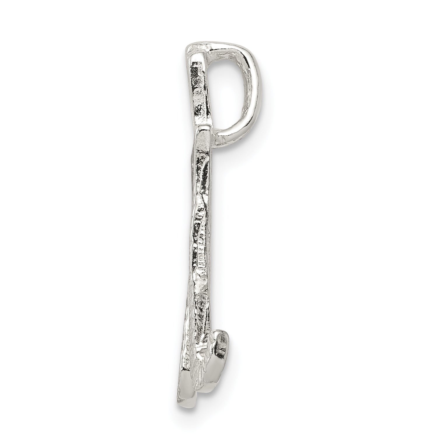 Sterling Silver Letter M Pendant with Polished Texture Finish