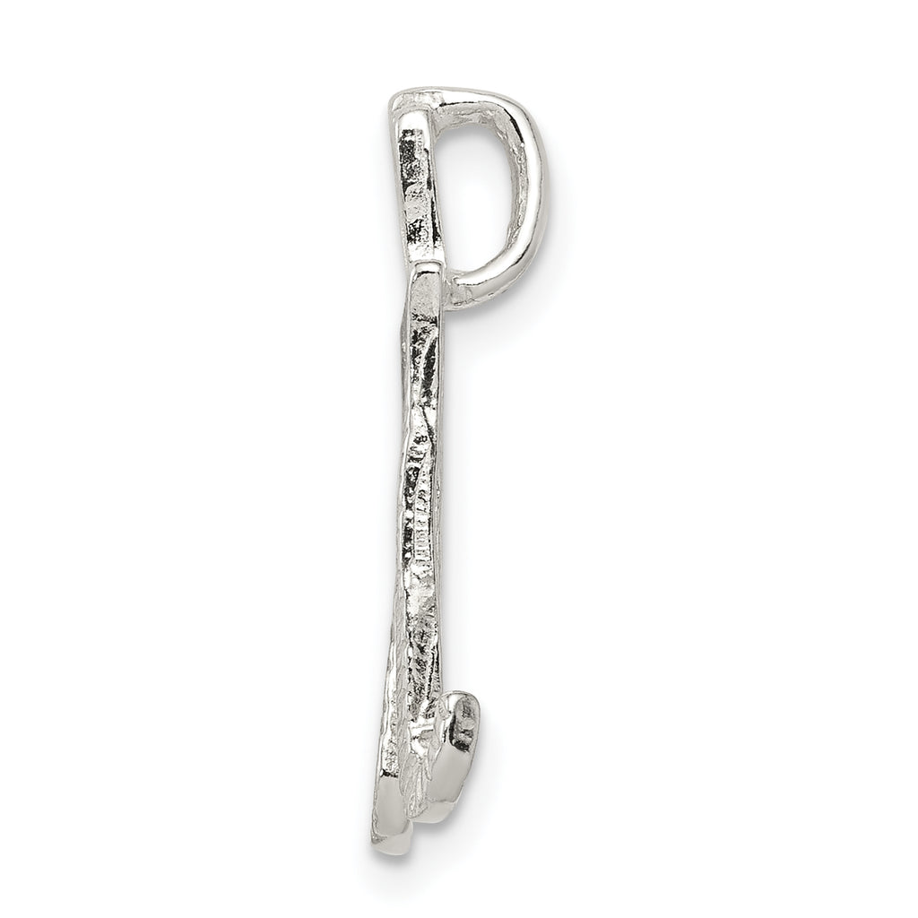Sterling Silver Letter M Pendant with Polished Texture Finish