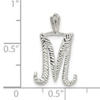Sterling Silver Letter M Pendant with Polished Texture Finish
