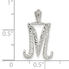 Sterling Silver Letter M Pendant with Polished Texture Finish