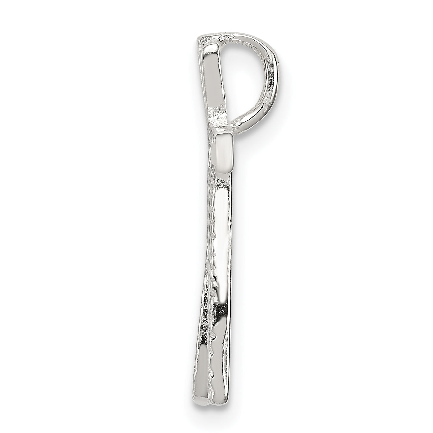 Sterling Silver 925 Letter N Pendant with Polished & Textured Finish