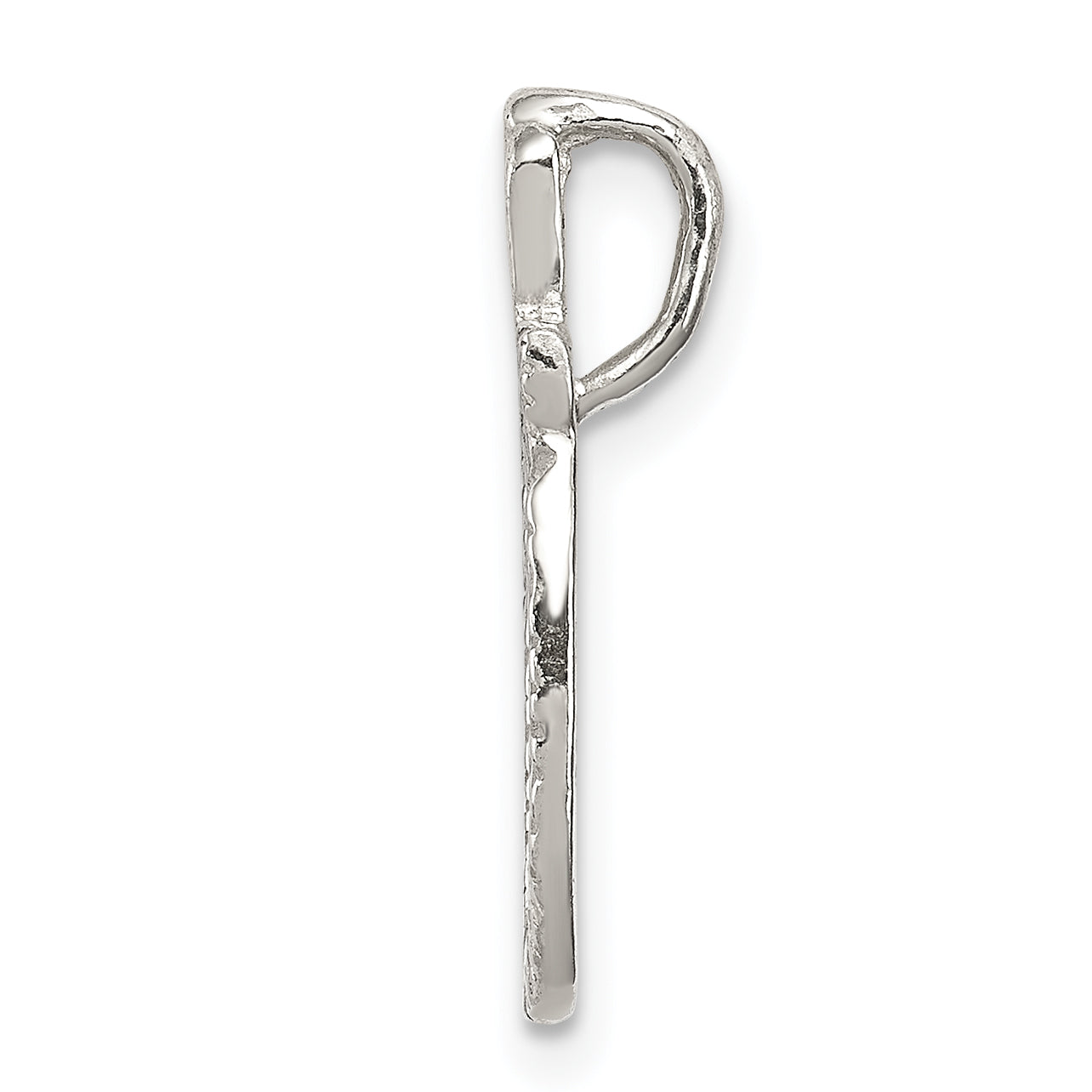 Sterling Silver 925 Letter O Pendant with Polished Textured Finish