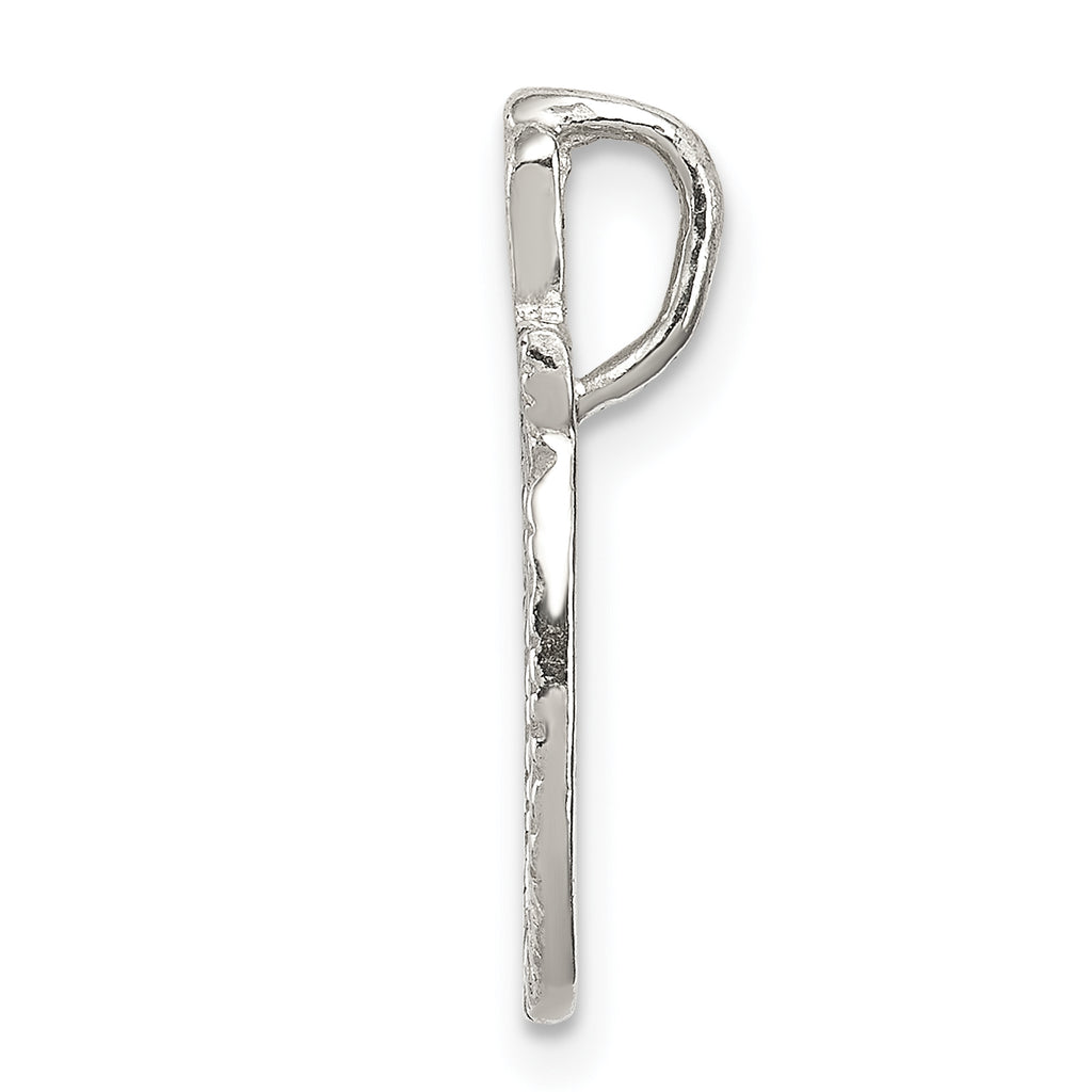 Sterling Silver 925 Letter O Pendant with Polished Textured Finish