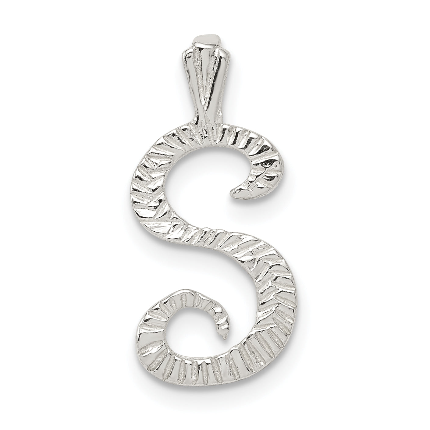 Sterling Silver Polished & Textured Letter S Initial Chain Slide Main image