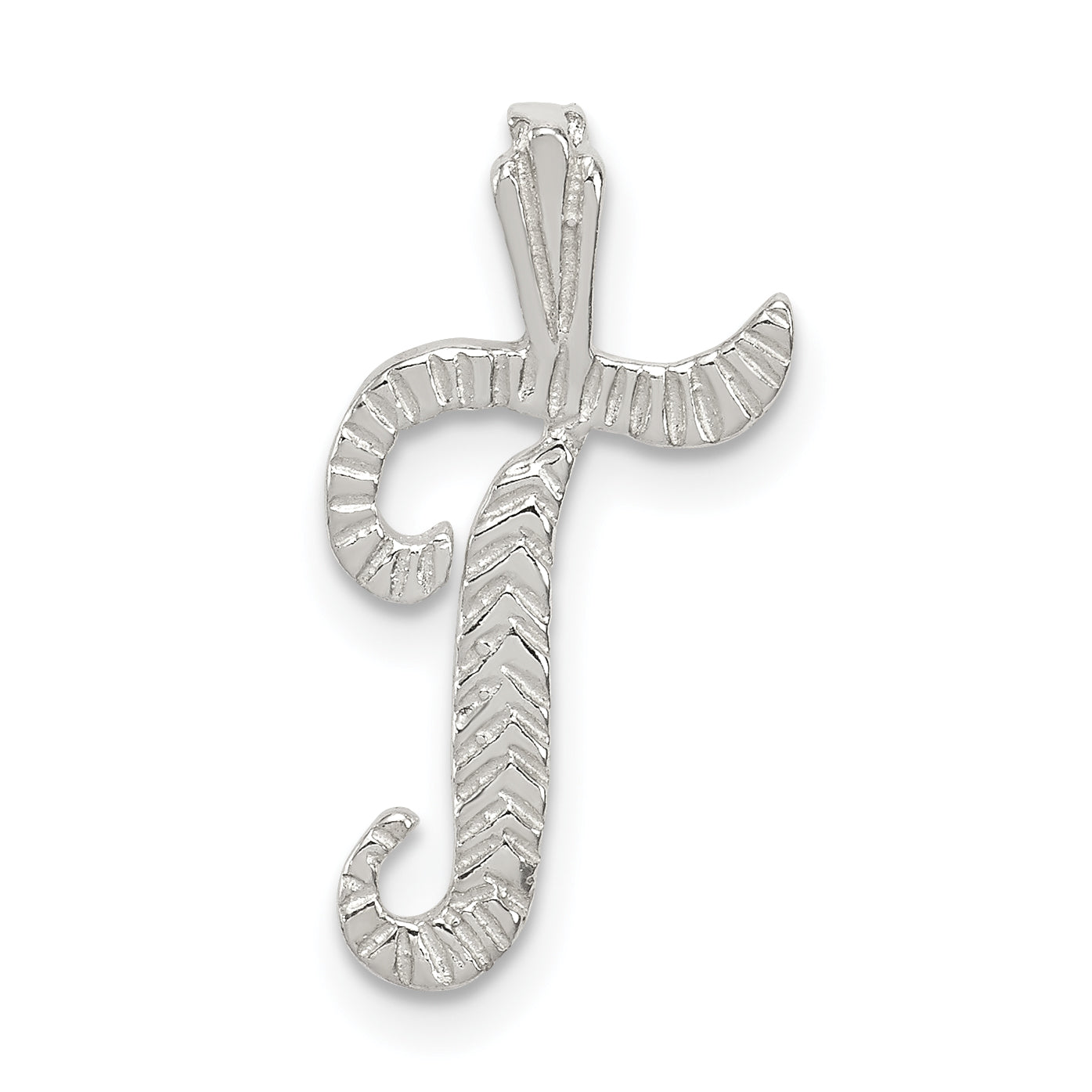 Sterling Silver Polished & Textured Letter T Initial Chain Slide Main image