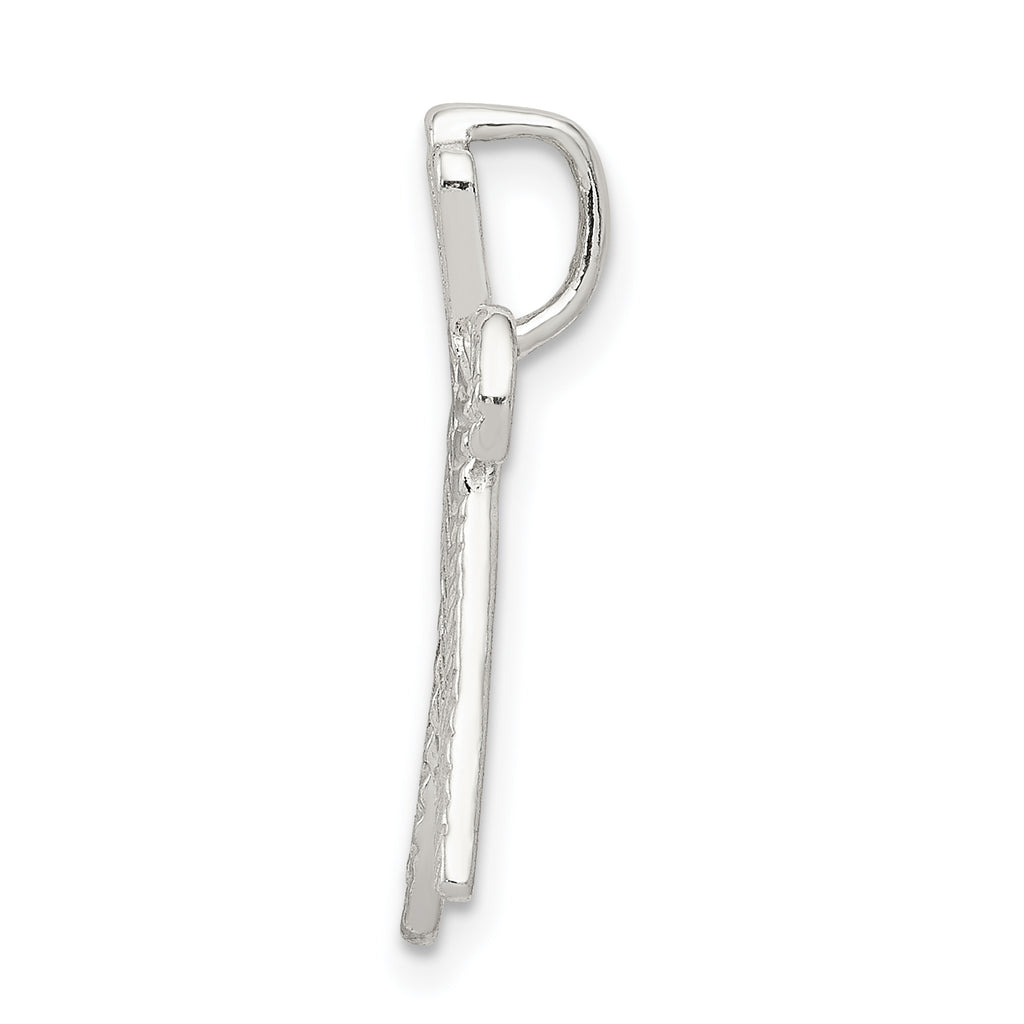 Sterling Silver 925 Letter W Pendant with Polished Textured Finish