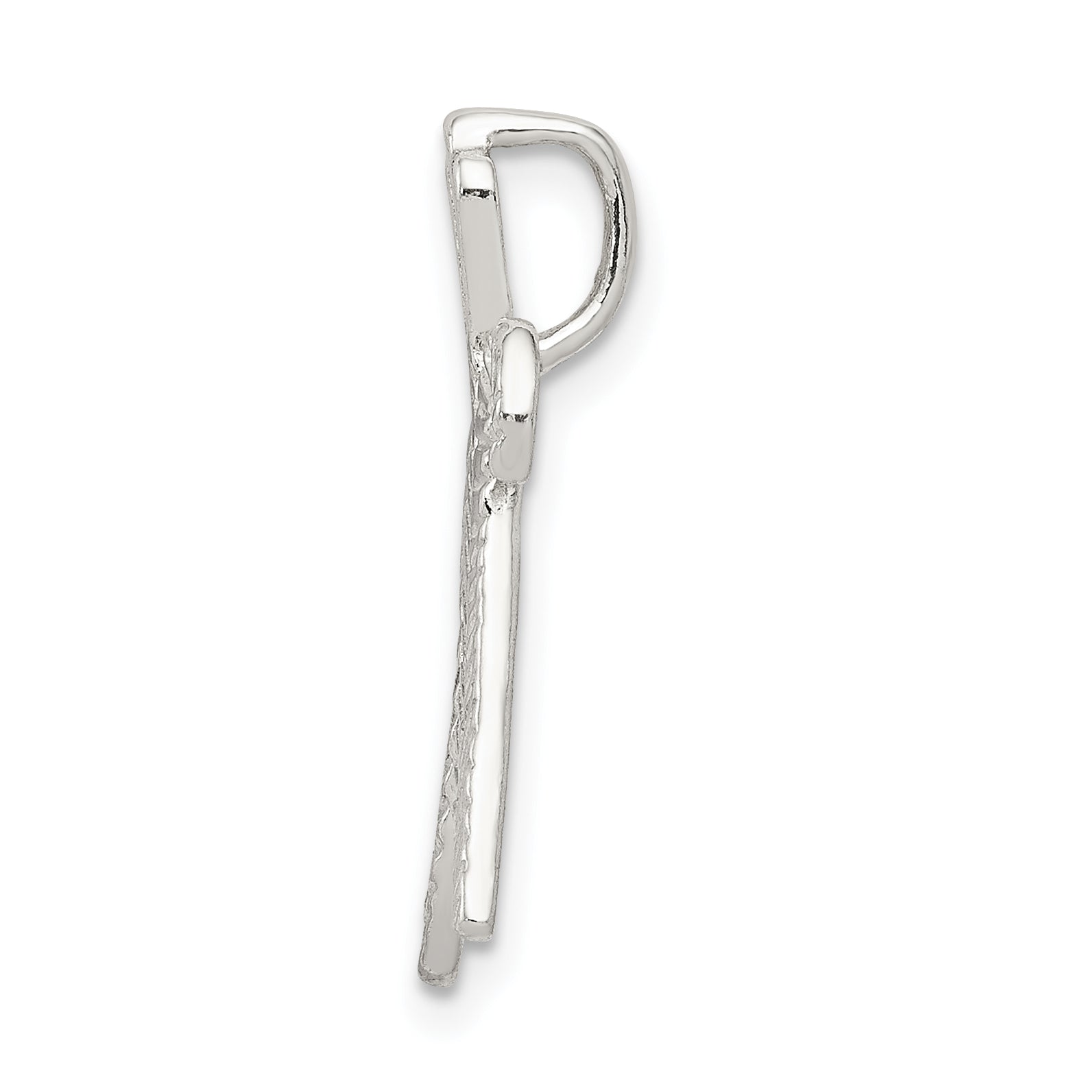 Sterling Silver 925 Letter W Pendant with Polished Textured Finish