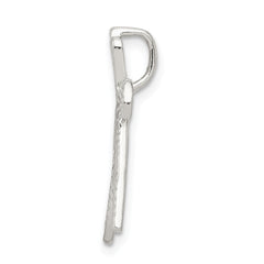 Sterling Silver 925 Letter W Pendant with Polished Textured Finish